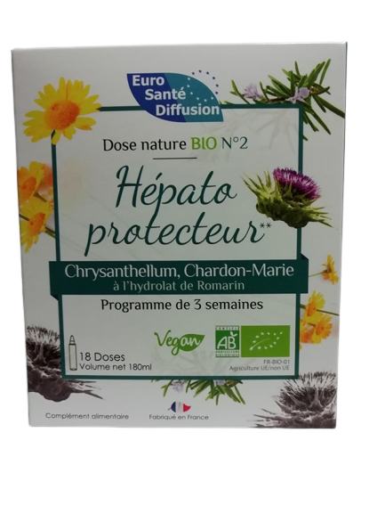 Doses nature N°2 - Hépato protecteur - Boîte de 18 doses - volume net 180 ml - Euro Santé Diffusion