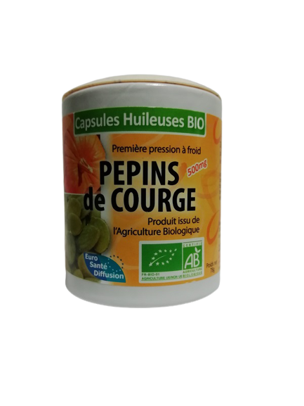 Capsules Huileuses BIO PEPINS de COURGE 100 Caps EURO SANTE DIFFUSION