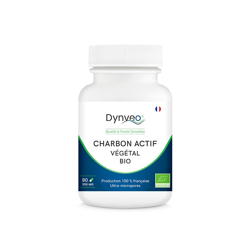 Charbon actif végétal bio 90 gélules 300 mg - Dynveo