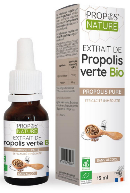 Extrait de Propolis Verte Bio sans alcool - 15ml