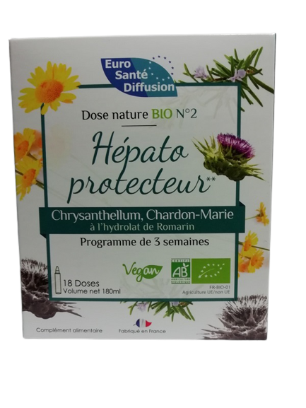 Doses nature N°2 - Hépato protecteur - Boîte de 18 doses - volume net  180 ml - Euro Santé Diffusion