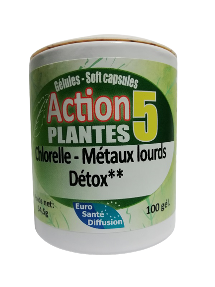 Action 5 PLANTES Chlorelle - Métaux lourds Détox** 100 gél EURO SANTE DIFFUSION